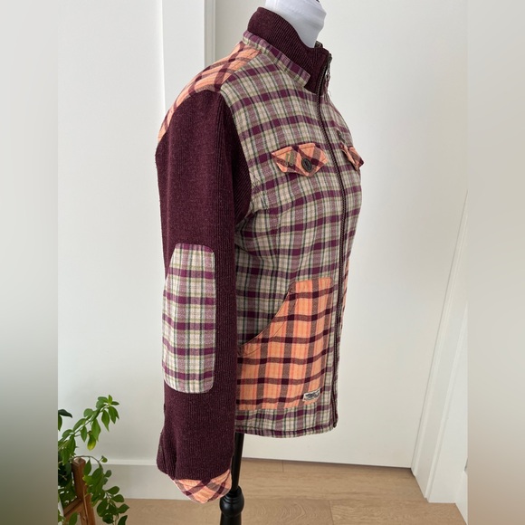 BLACK YAK Zip Front Flannel & Knit Exterior Fuzzy Cozy Fleece Interior Apres Ski - Picture 7 of 17